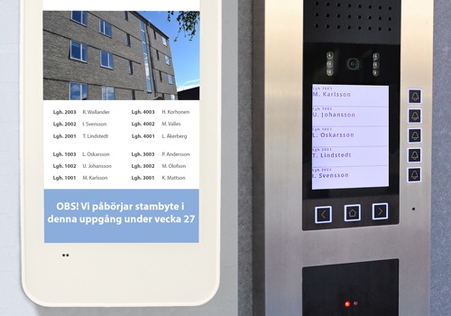 Infoskärm och porttelefoni Infoskärm och porttelefoni