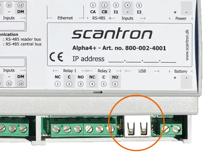 Scantron Alpha USB port - Alpha central